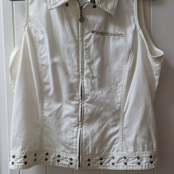 Harley-Davidson Tops - Harley Davidson Ladies White Sleeveless Cotton Vest with Eagle Applique on Back
